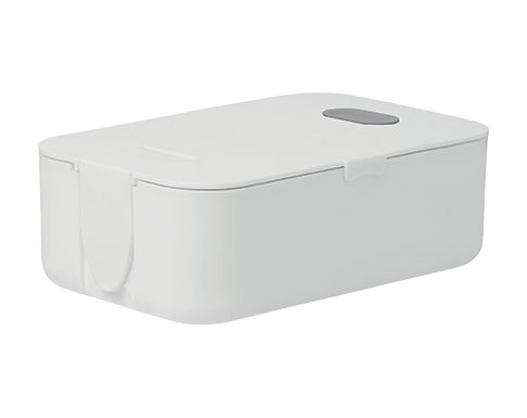 Lanreath Lunch Boxes With Mobile Phone Stand - White