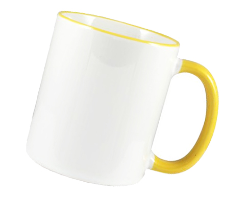 Rim & Handle Full Colour Photo Mugs - Golden Yellow