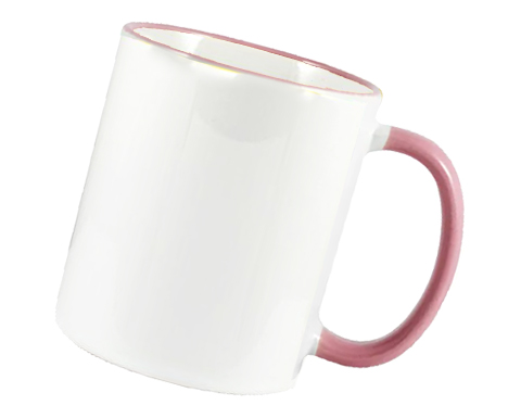 Rim & Handle Full Colour Photo Mugs - Antique Pink