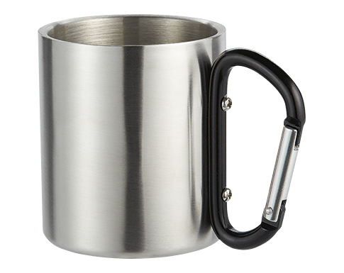 Bodmin 220ml Carabiner Double Wall Metal Travel Mugs - Black