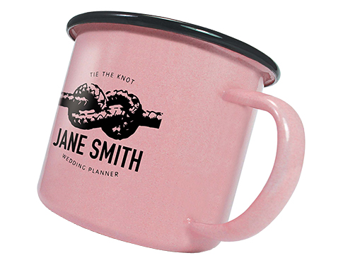 Vintage 285ml Enamel Mugs - Pink