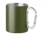Trent 300ml Carabiner Double Wall Metal Travel Mugs - Olive Green