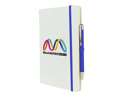 Inspire A5 Soft Feel Blizzard Notebook With Pocket & Pen - Blue