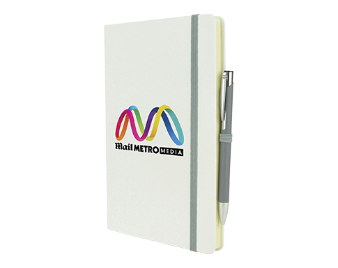 Inspire A5 Soft Feel Blizzard Notebook With Pocket & Pen - Grey