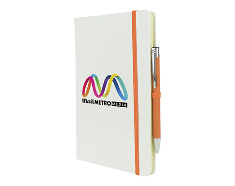 Inspire A5 Soft Feel Blizzard Notebook With Pocket & Pen - Orange