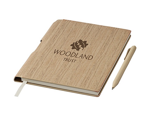 Oak A5 Hard Cover Notebook With Pen