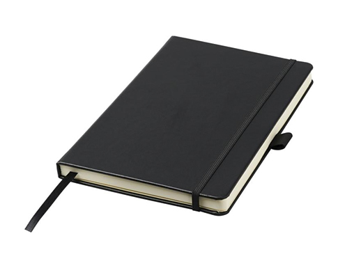 Alicante A5 Bound PU Leather Notebooks With Pocket - Black