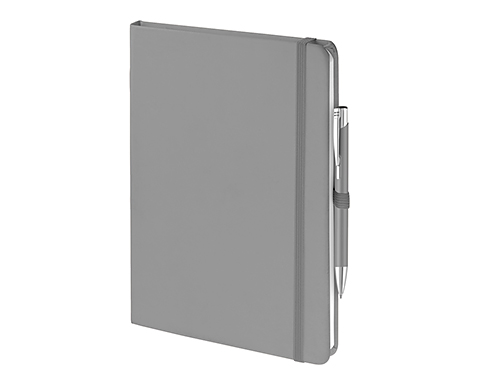 Emotion A5 Luxury Soft Feel Notebook & Pens With Pocket - Cool Grey
