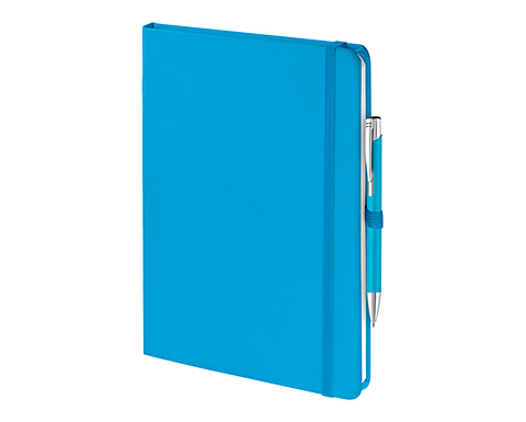 Emotion A5 Luxury Soft Feel Notebook & Pens With Pocket - Cyan