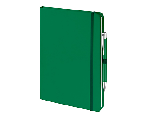 Emotion A5 Luxury Soft Feel Notebook & Pens With Pocket - Green