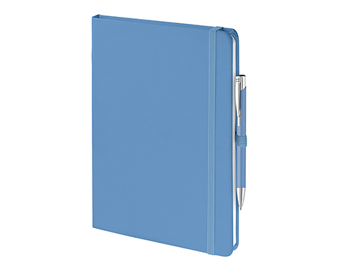 Emotion A5 Luxury Soft Feel Notebook & Pens With Pocket - Pastel Dark Blue