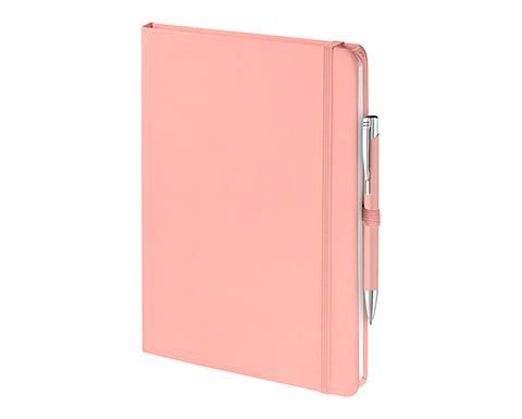 Emotion A5 Luxury Soft Feel Notebook & Pens With Pocket - Pastel Pink