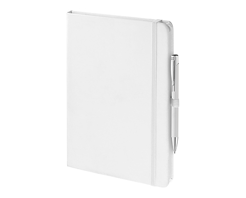 Emotion A5 Luxury Soft Feel Notebook & Pens With Pocket - White