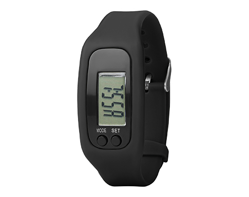 Marathon Silicone Pedometer Bracelet Watch - Black