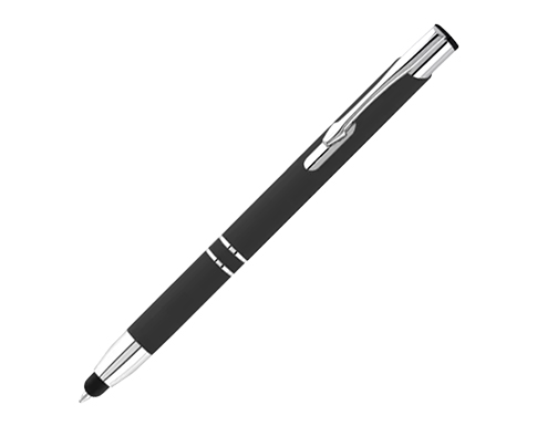 Electra Promotional Soft Touch Metal Pens - Charcoal