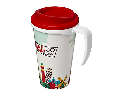 Americano ColourBrite 350ml Grande Travel Mugs - White / Red