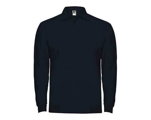 Roly Estrella Long Sleeve Polo Shirts - Navy Blue