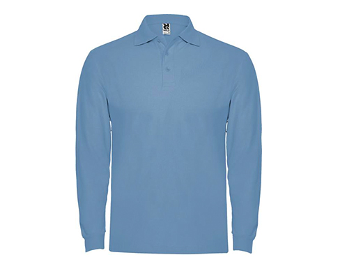 Roly Estrella Long Sleeve Polo Shirts - Sky Blue