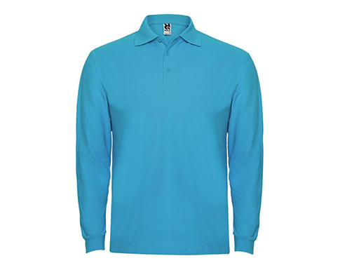 Roly Estrella Long Sleeve Polo Shirts - Turquoise