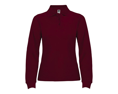 Roly Estrella Womens Long Sleeve Polo Shirts - Garnet