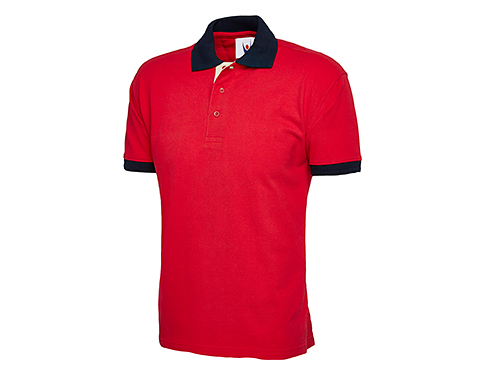 Uneek Event Contrast Polo Shirts - Red