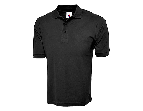 Uneek Cotton Rich Polo Shirts - Black