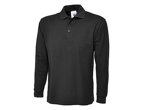 Uneek Longsleeve Polo Shirts - Black