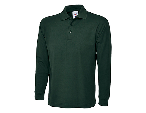 Uneek Longsleeve Polo Shirts - Bottle Green