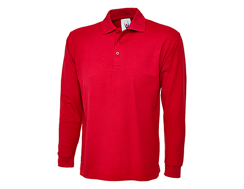 Uneek Longsleeve Polo Shirts - Red