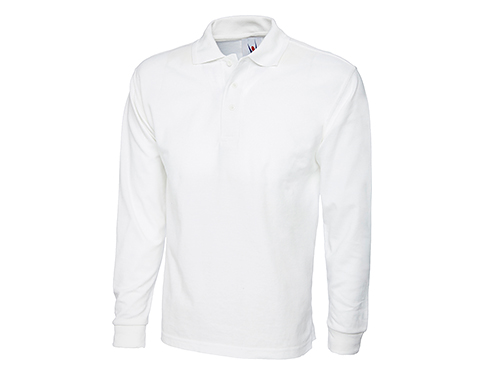 Uneek Longsleeve Polo Shirts - White