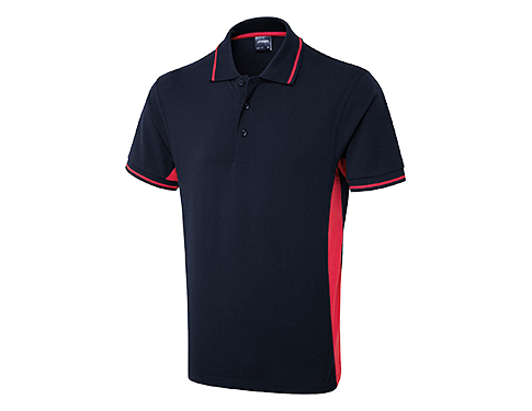 Uneek Exhibition Two Tone Polo Shirts - Navy / Red