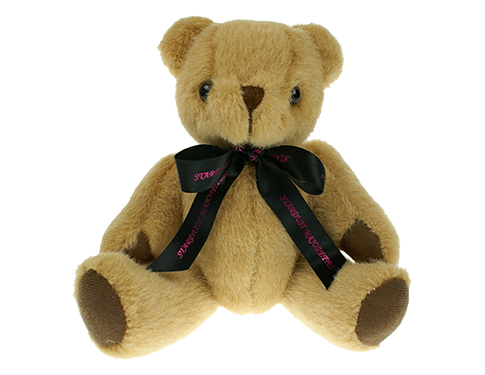 20cm Jointed Honey Bear With Bow