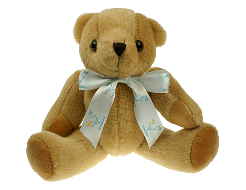 25cm Jointed Honey Bear With Bow