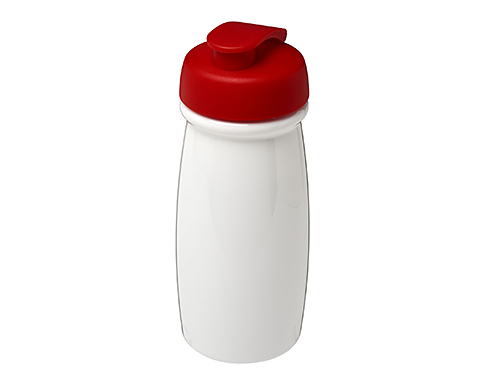 H20 Splash 600ml Flip Top Water Bottles - White / Red