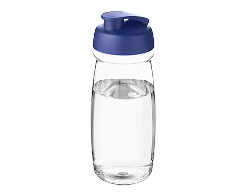 H20 Splash 600ml Flip Top Water Bottles - Clear / Blue