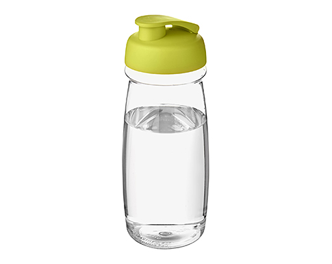 H20 Splash 600ml Flip Top Water Bottles - Clear / Lime