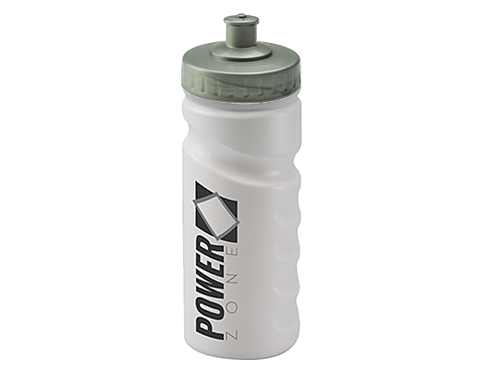 Biodegradable Contour Grip 500ml Sports Bottles - Push Pull Cap - Silver