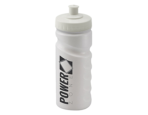 Biodegradable Contour Grip 500ml Sports Bottles - Push Pull Cap - White