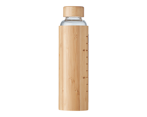 Evergreen Glass Bottles With Bamboo Cover - Clear