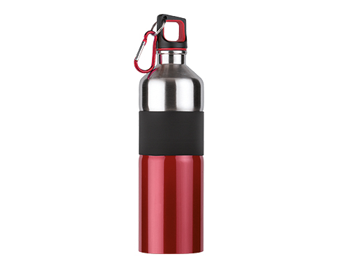 Parma 750ml Stainless Steel Carabiner Water Bottles - Red