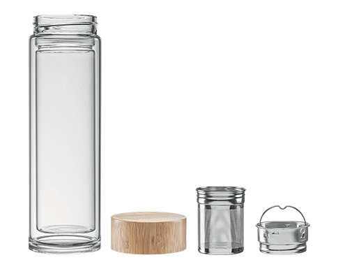Stockholm Double Wall Glass Water Bottles With Infuser - Clear