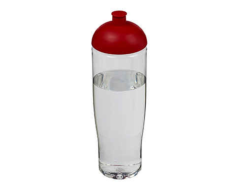 H20 Marathon 700ml Domed Top Sports Bottles - Clear / Red