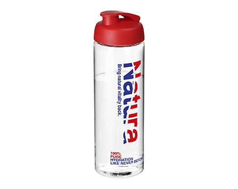 H20 Mist 850ml Flip Top Sports Bottles - Clear / Red