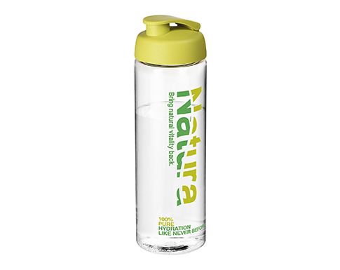 H20 Mist 850ml Flip Top Sports Bottles - Clear / Lime