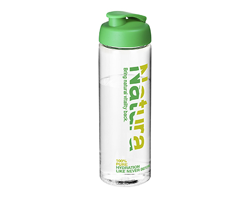 H20 Mist 850ml Flip Top Sports Bottles - Clear / Green