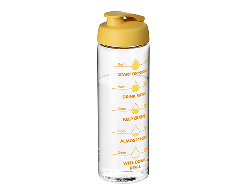 H20 Mist 850ml Flip Top Sports Bottles - Clear / Yellow
