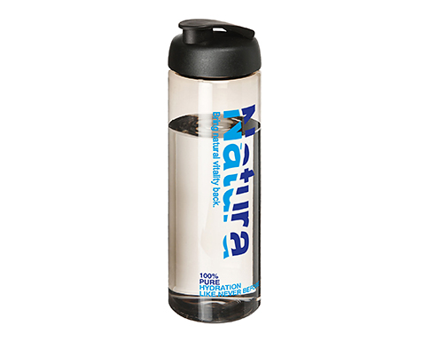 H20 Mist 850ml Flip Top Sports Bottles - Trans Charcoal / Black