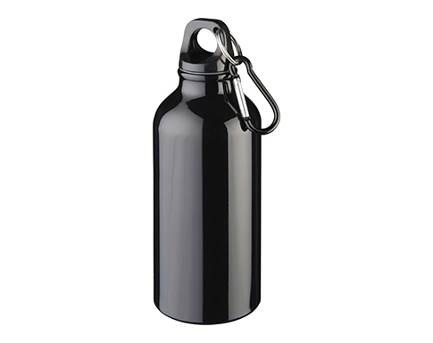 Michigan 400ml Carabiner Aluminium Water Bottles - Black