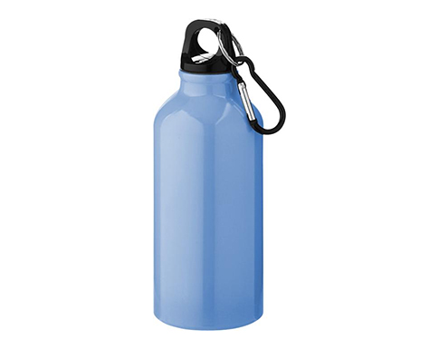 Michigan 400ml Carabiner Aluminium Water Bottles - Light Blue