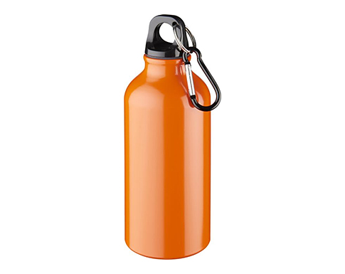 Michigan 400ml Carabiner Aluminium Water Bottles - Orange